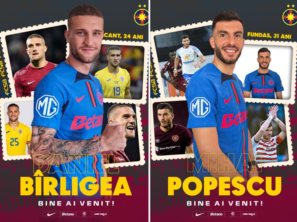 FCSB și-a betonat lotul! Daniel Bîrligea și Mihai Popescu au semnat cu campioana