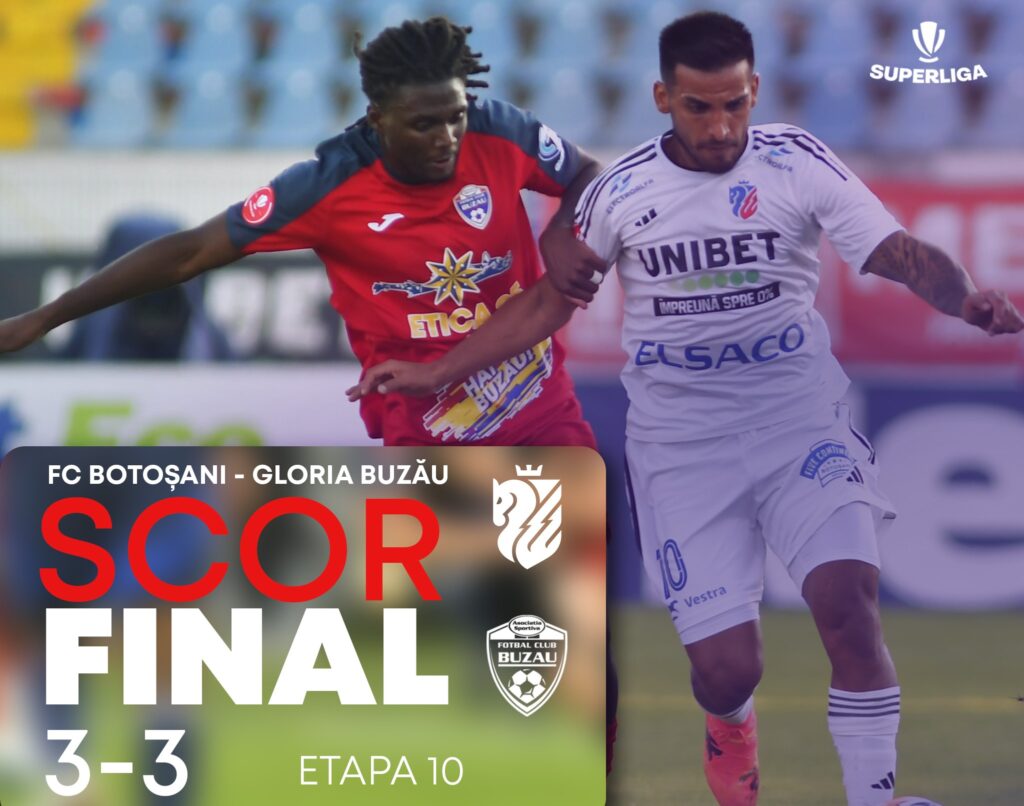 VIDEO. FC Botoşani şi Gloria Buzău, remiză spectaculoasă în prologul etapei a 10-a. S-au marcat eurogoluri