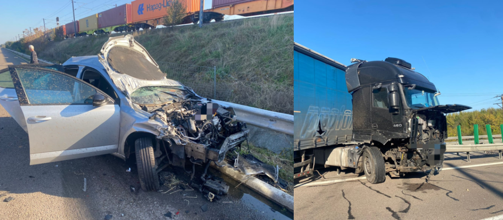 FOTO- Accident pe A2; două victime