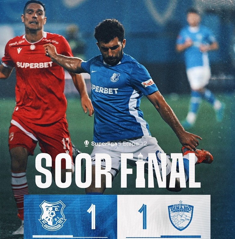 Farul – Dinamo 1-1. „Câinii” rămân fără victorie în deplasare