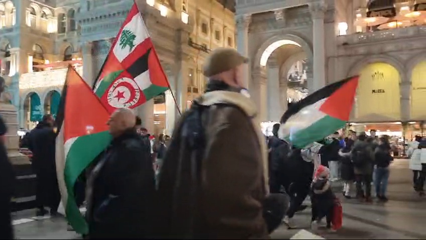 VIDEO. Protest pro-Palestina, la Milano, de Crăciun