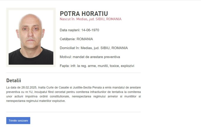 Horațiu Potra, fiul său și încă o rudă, dați în urmărire generală de Poliția Română