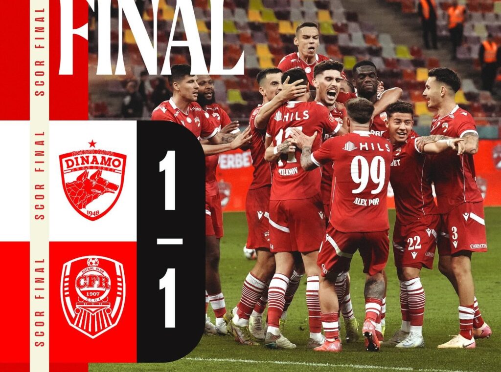 Dinamo – CFR Cluj 1-1. Egal pentru FCSB pe Arena Națională